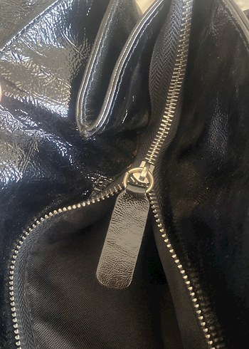 Vintage çanta Gusto marka,Siyah Gerçek Deri Tokalı Kadın Çanta - Görsel 8