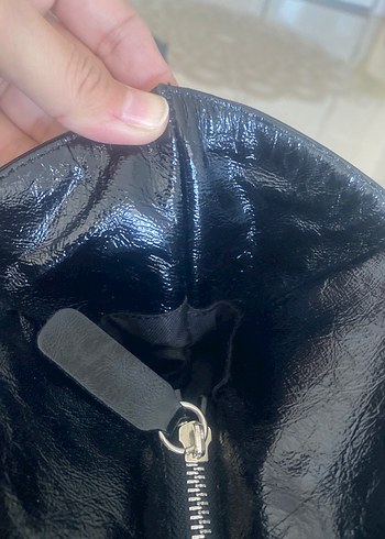 Vintage çanta Gusto marka,Siyah Gerçek Deri Tokalı Kadın Çanta - Görsel 11