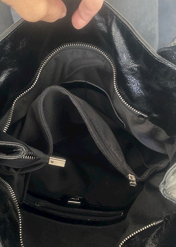 Vintage çanta Gusto marka,Siyah Gerçek Deri Tokalı Kadın Çanta - Görsel 6
