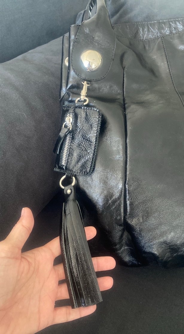 Vintage çanta Gusto marka,Siyah Gerçek Deri Tokalı Kadın Çanta - Görsel 3