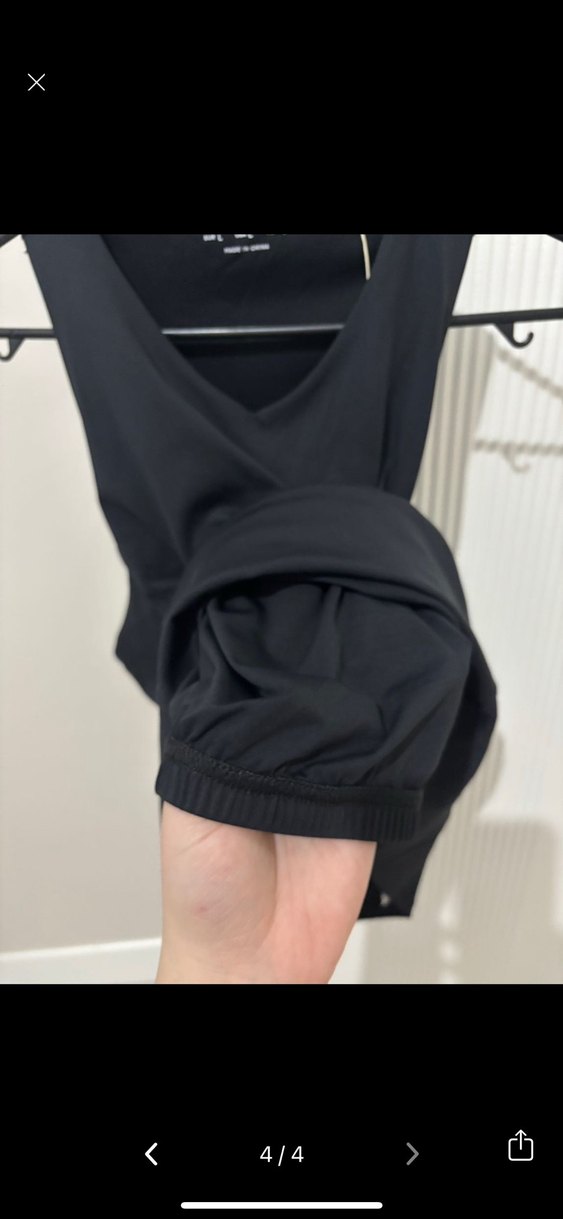 V Yaka Siyah Emzirme Atlet Bodysuit - Görsel 3