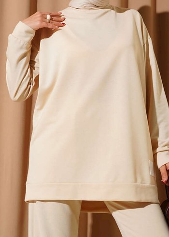 Bej Oversize Kadın Eşofman Takımı - Görsel 3