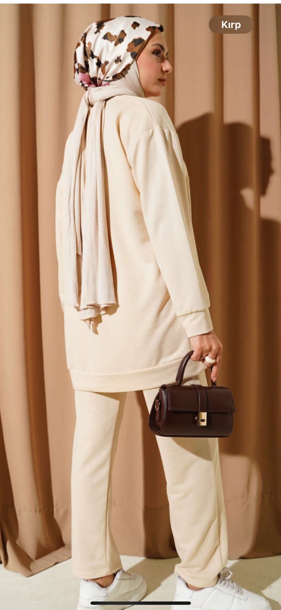 Bej Oversize Kadın Eşofman Takımı - Görsel 2