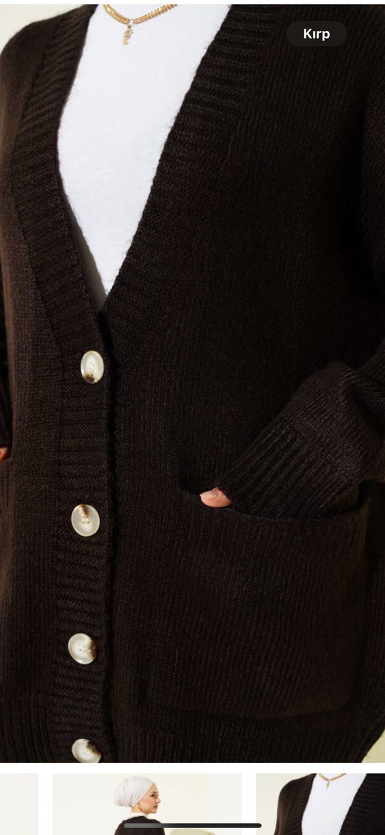 Düğmeli Kahverengi Midi Triko Hırka - Görsel 3