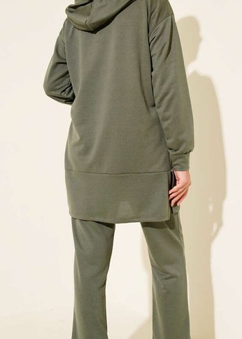 Kadın Kapüşonlu Haki Salaş Eşofman Takımı - Görsel 3