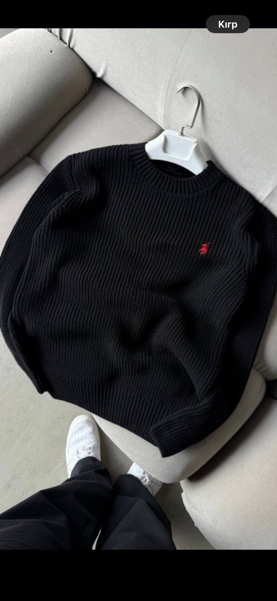 Siyah Erkek Triko Bisiklet Yaka Kazak - Görsel 2