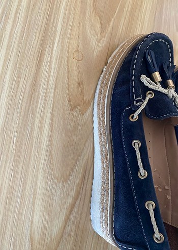 Püsküllü Kadın Mavi Süet Loafer - Görsel 2
