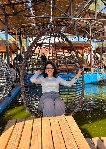 Gri Yarım Balıkçı Yaka Bağcıklı Crop Top - Görsel 2