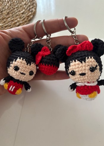Renkli Örgü Minnie Mouse Anahtarlık Seti - Görsel 3