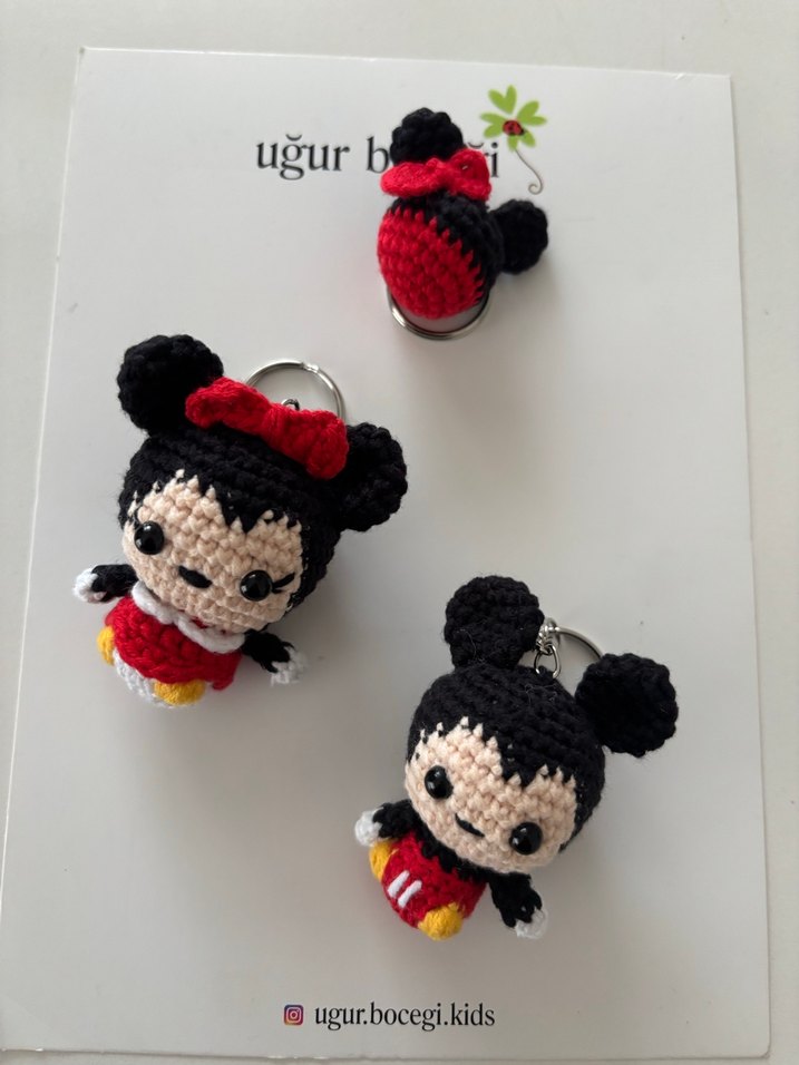 Renkli Örgü Minnie Mouse Anahtarlık Seti - Görsel 2