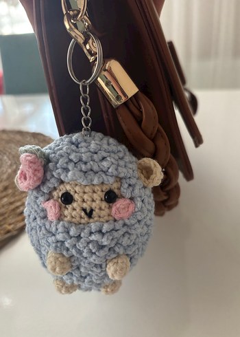 Mavi Örgü Kuzu Anahtarlık - Görsel 2