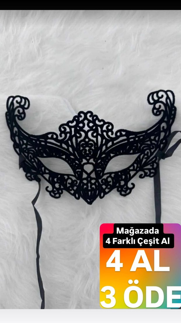 Kadın Siyah Dantel Maske - Görsel 4