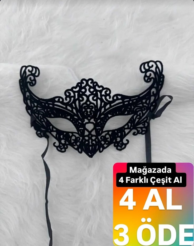 Kadın Siyah Dantel Maske - Görsel 3