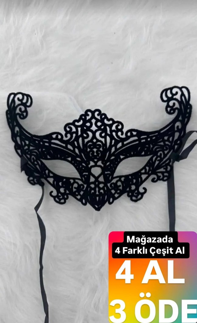Kadın Siyah Dantel Maske - Görsel 5