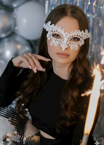 Beyaz Dantel Kadın Maskesi - Görsel 2