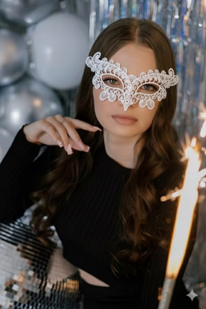 Beyaz Dantel Kadın Maskesi - Görsel 2