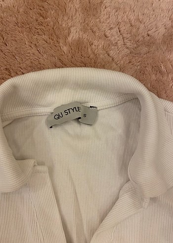 Beyaz Uzun Kollu Kadın v yaka bluz - Görsel 2