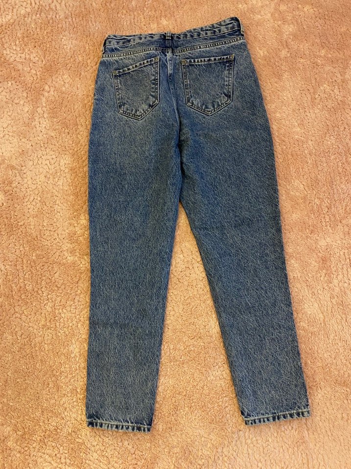 Mavi Gri Bol Kesim Midi Kot Pantolon - Görsel 2