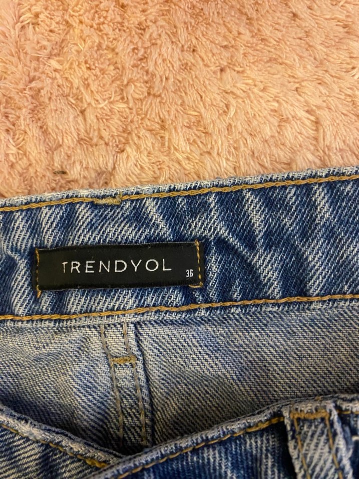 Kadın Mavi Midi Denim Pantolon Yırtmaçlı - Görsel 3