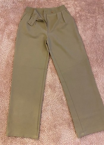 Bej Kemerli Kumaş Pantolon - Görsel 2