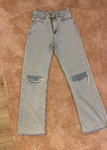 Yırtık Detaylı Gri Kadın Denim Jean - Görsel 2