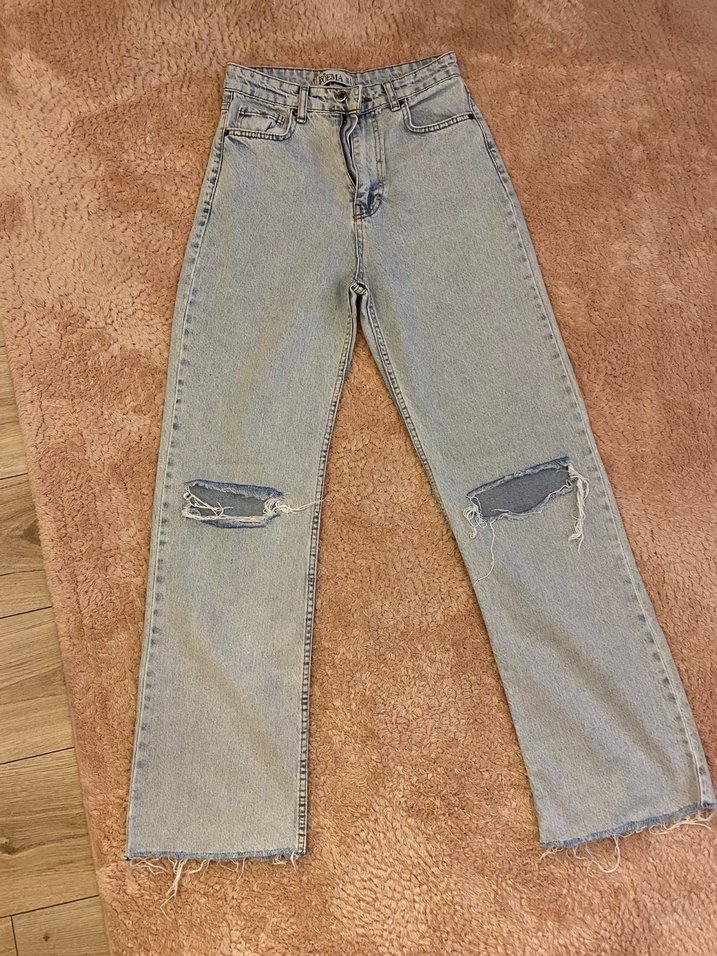 Yırtık Detaylı Gri Kadın Denim Jean - Görsel 2