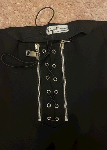 Siyah Kemerli Kadın İspanyol Paça Pantolon - Görsel 2