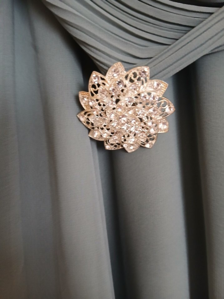 Uzun Turkuaz Drapeli Kadın Abiye Elbise - Görsel 5