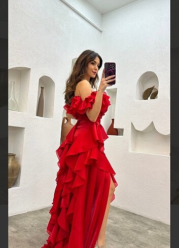m Beden Kırmızı Kına elbisesi kırmızı dış çekim elbisesi 