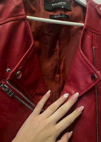 Kadın Kırmızı Deri Ceket - Görsel 5