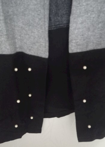 Gri Uzun Düğmeli Kadın hırka - Görsel 4