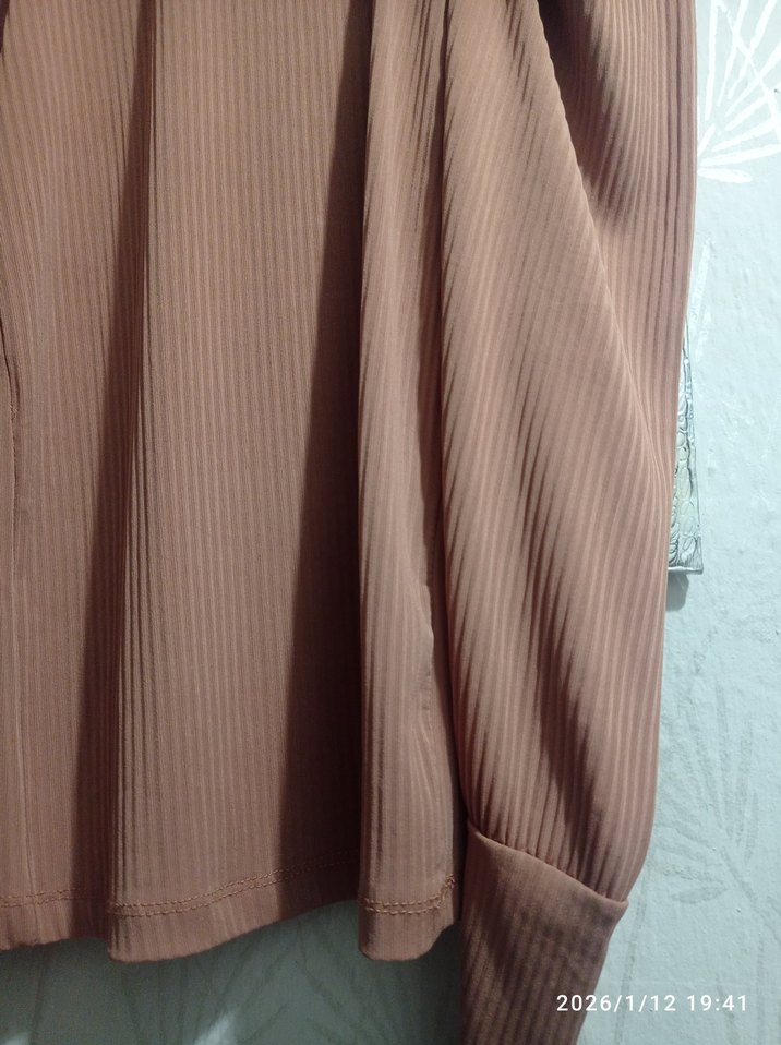 Kadın Kahverengi Pilili Uzun Kollu Bluz - Görsel 5