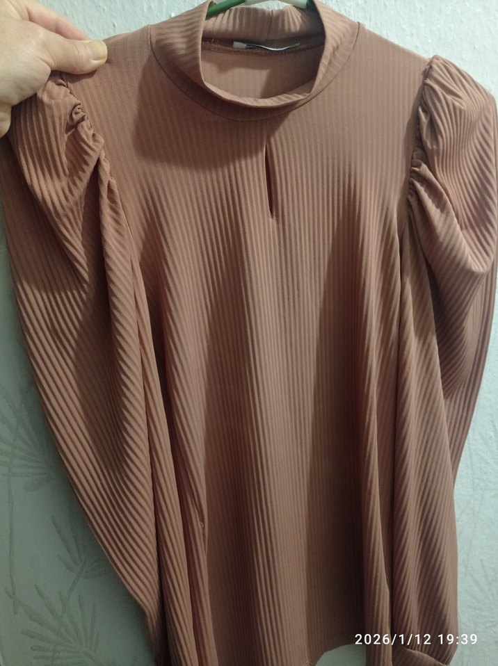 Kadın Kahverengi Pilili Uzun Kollu Bluz - Görsel 2