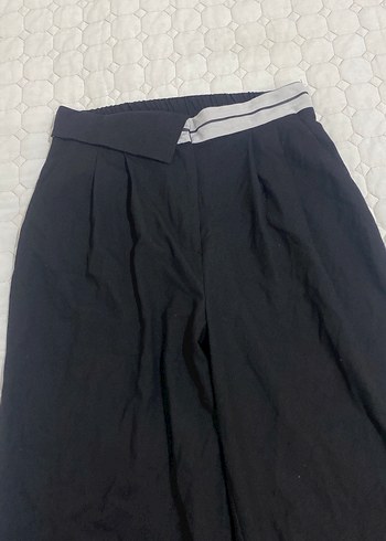 Siyah Beli Kemerli Rahat Kadın Kumaş Pantolon - Görsel 2