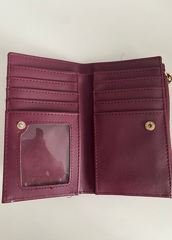 Stradivarius Bordo Deri Fermuarlı Kadın Cüzdanı