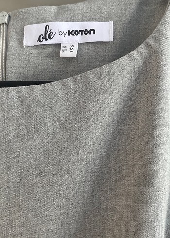 Koton Gri Keten Midi Straplez Elbise