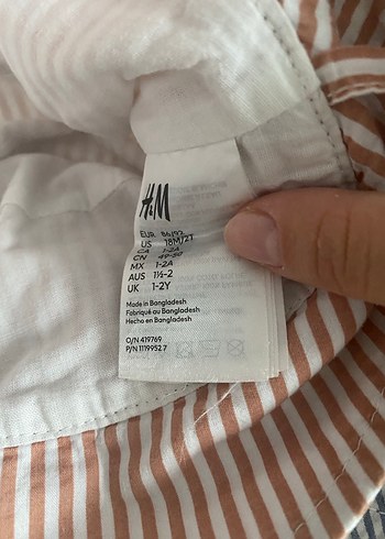 H&M Çizgili Kahverengi Pilili Çocuk Şapkası