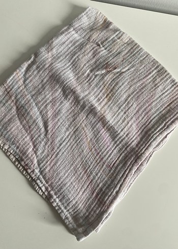 Nakışlı Gri Keten Çocuk Battaniyesi - Görsel 2