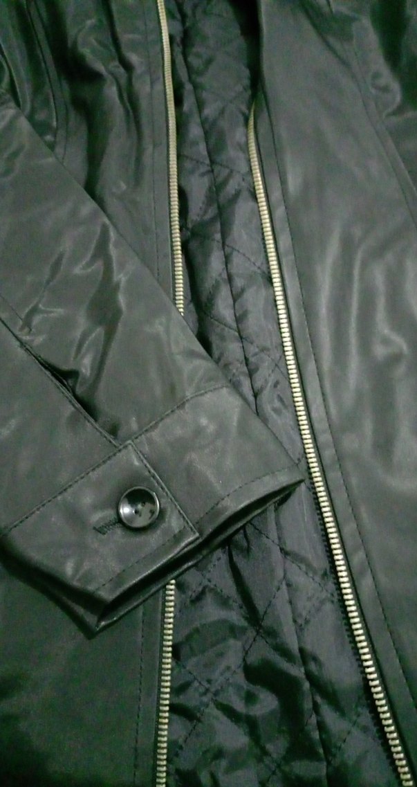 Siyah Deri Fermuarlı Kadın Ceket - Görsel 3