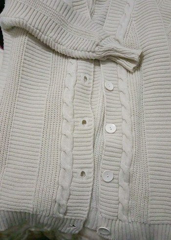 Düğmeli Beyaz Triko Kadın Kazak - Görsel 2