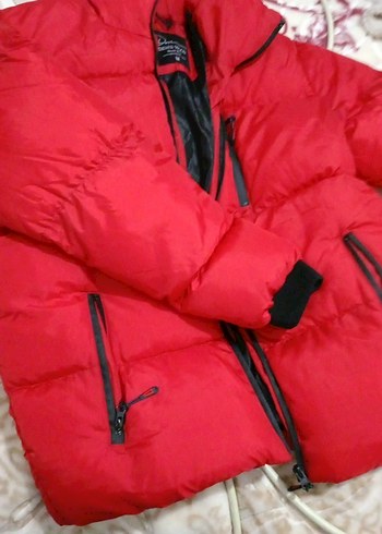 Kırmızı Fermuarlı  Kışlık Mont - Görsel 2