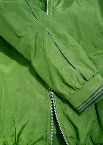 Yeşil Parlak Fermuarlı Erkek Mont - Görsel 3