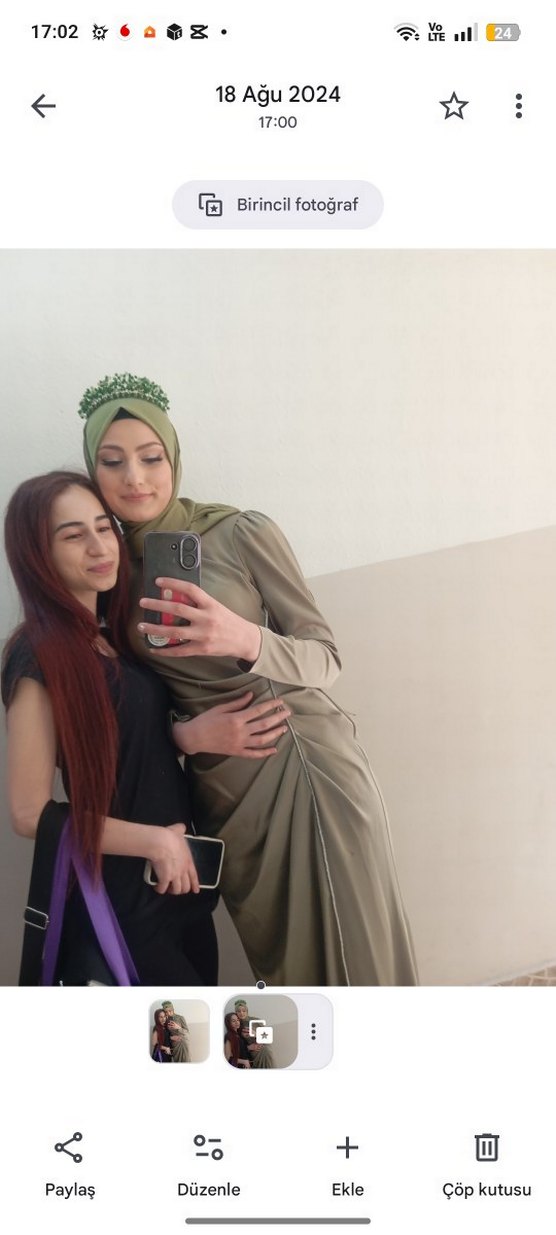 Drapeli Uzun Kollu Haki Uzun Elbise - Görsel 3