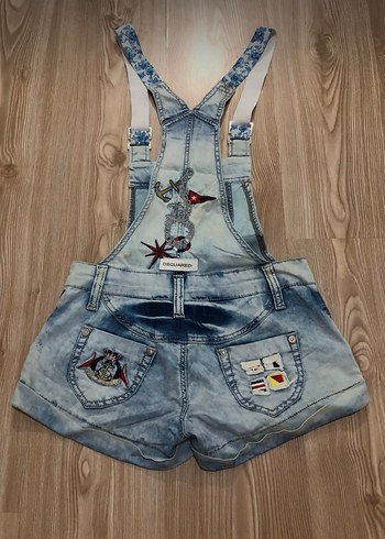 Kızlar için Mavi Batik Desenli Kot Tulum - Görsel 3