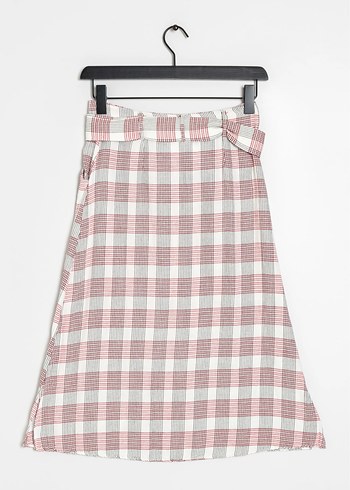 Bej Kareli Midi Hamile Eteği - Görsel 2