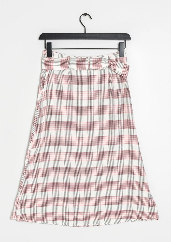 Bej Kareli Midi Hamile Eteği - Görsel 2