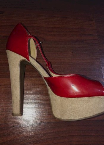 Kırmızı Platform Topuklu Kadın Ayakkabı - Görsel 3