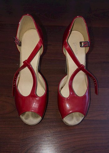 Kırmızı Platform Topuklu Kadın Ayakkabı - Görsel 2