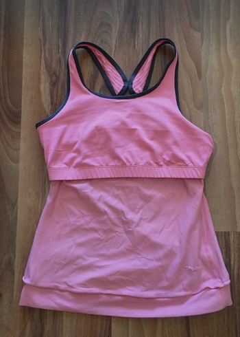 Pembe Askısız Spor Üst ve Siyah Pembe Şeritli Pantolon - Görsel 4