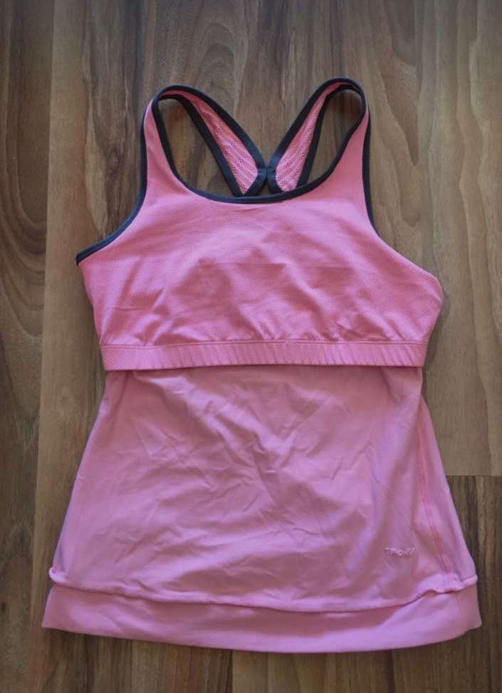 Pembe Askısız Spor Üst ve Siyah Pembe Şeritli Pantolon - Görsel 4